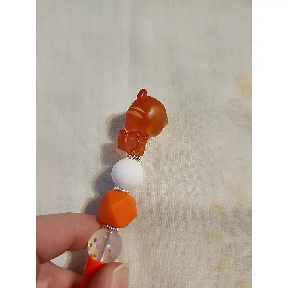 Bead Pen Character Disney Tigger Doorables Series Silicone Beads White & Orange